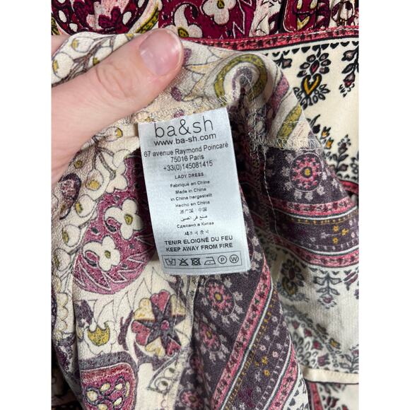 ba&sh Zael Paisley Floral Midi Lady Dress Ecru Boho Cottagecore Summer Spring - Picture 10 of 13